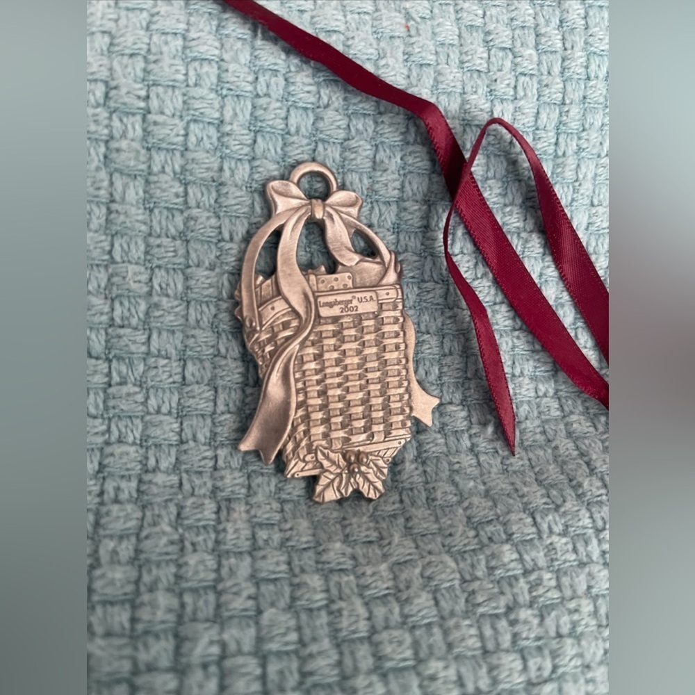 Longaberger 2002 Pewter Basket Tie - Glad Tidings